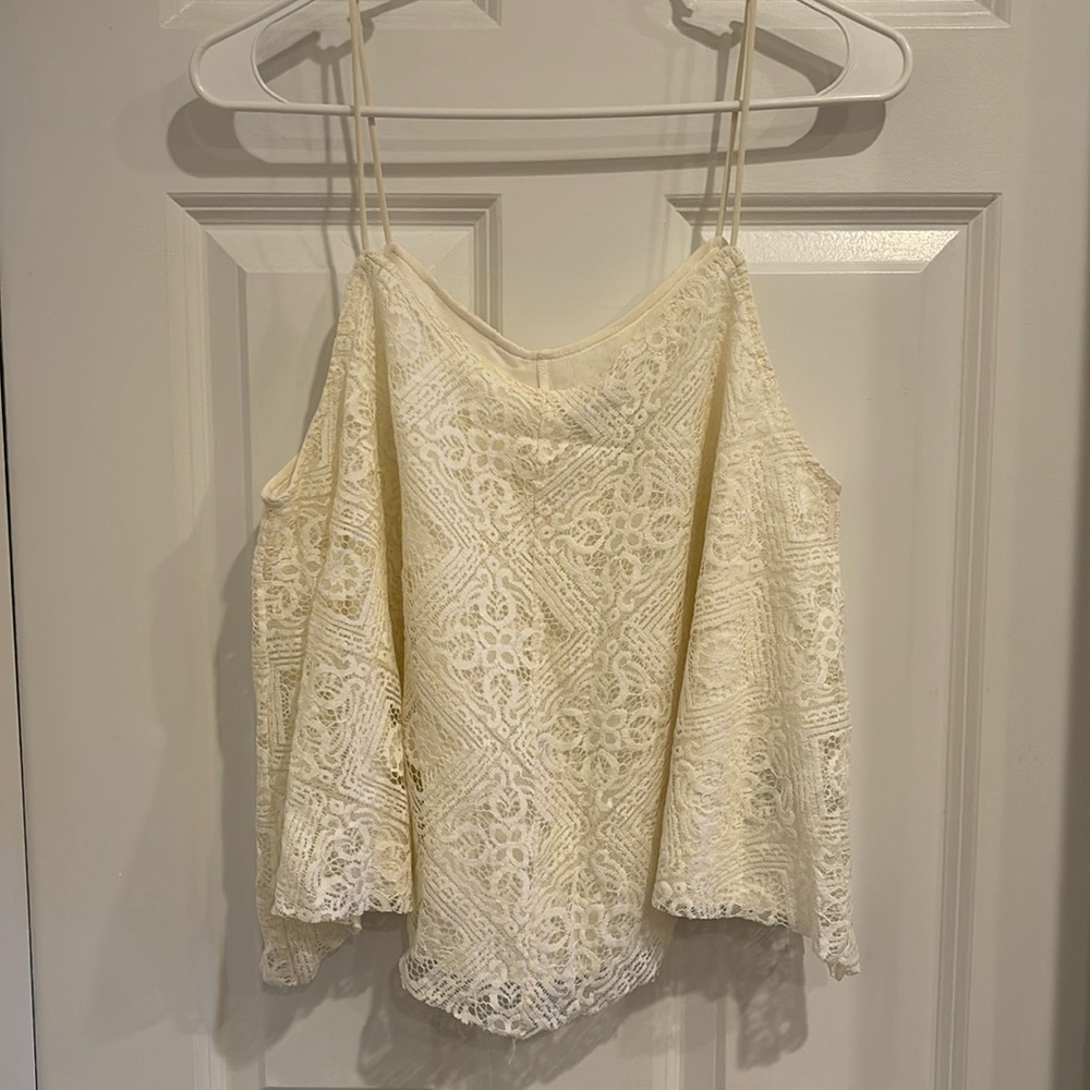 Large spaghetti strap white tank top with lace top layer from American Eagle